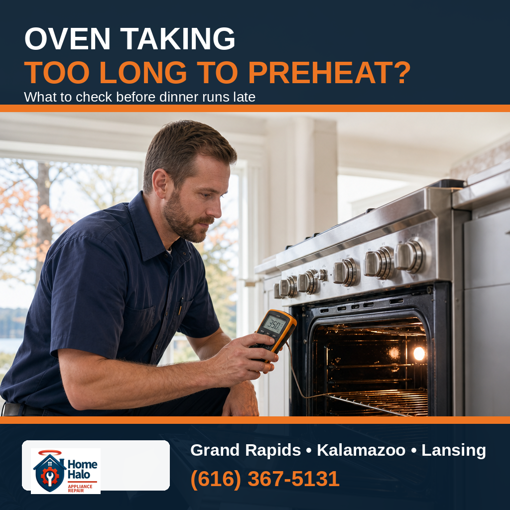 HomeHalo oven repair guide for an oven taking too long to preheat in West Michigan